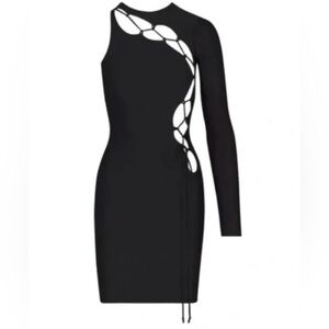 Skims. One shoulder dress. Lace up detail.